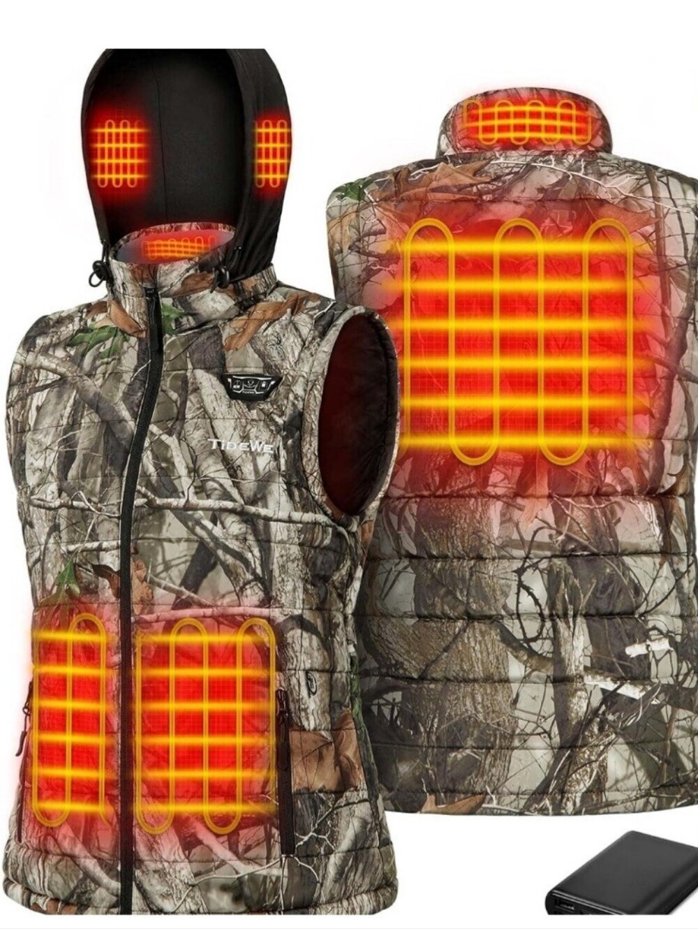 Brand New TideWe Women's Heated Vest with 10,000mAh Battery – Size L (Camo)
